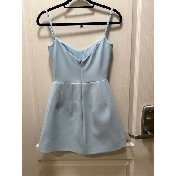 HELSI Light Blue Spaghetti Strap Mini Dress Fit & Flare Sleeveless Party Wedding - Picture 4 of 7
